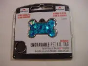 NEW - FIDO ENGRAVABLE PET I.D. TAG - BLUE DOG BONE