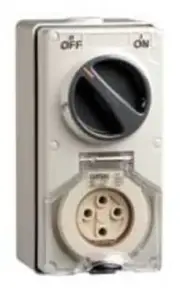 Clipsal 56-SERIES SWITCHED SOCKET 500V 20A 3-Pole 4-Pin Round, Vertical ORANGE