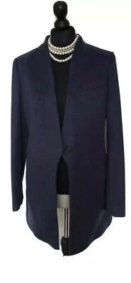 New Tags Jaeger Wool Cashmere Navy Coat Uk Size 10