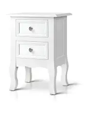 [Artiss] 2 Drawers Bedside Table BISSET in White