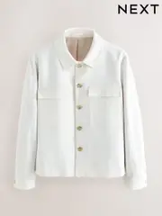 White Smart Linen Look Shacket (AD0199) | $107