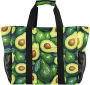 [sanluoli] Large Tote Bag Collapsable Beach Totes Bags With Pockets with Handles Car Tote Bag, Oil on Green Avocado, 1 size