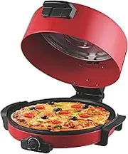 40cm Electric Pizza Maker, 2200W Pizza Oven with Nonstick Heating Plate, Adjustable Temperature Controls, Perfect for Pizzas/Pancake/Nachos/Fajitas/Omelettes, Red