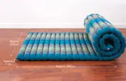 Day bed Roll Out Mattress XL Large Foldout Mat relaxation, day bed, camping or Yoga Matt Natural Kapok Filled_ 105 x 200 cm BLUE