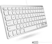[Macally] Small USB C Keyboard - Plug & Play Compatible Wired Apple Keyboard for Mac mini, MacBook Pro/Air, iMac, iPad, Windows, Chromebook with USBC Port - Compact & Mini USB Type C - Silver
