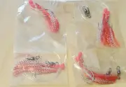 4 X WHITING FLASHER FISHING RIGS 2X SUICIDE HOOKS 1# 20lb Leader, Swivels Lumo