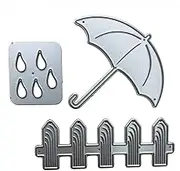 Silver Umbrella Fence Metal Cutting Dies Stencil Scrapbooking DIY Album Stamp Paper Card Embossing Decoration Craft Die Cuts for Scrapbooking Frames, Die-Cutting and Embossing, Scrapbooking Die-Cuts