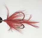 10 Flies - Red Feather Red Head on Bronze 1/0 Mustad Treble Hook