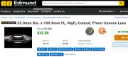 Edmund Optics 25mm dia. 100.0mm FL MgF2 Coated, Plano Convex Lens 32-482