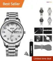 Men's 40mm Analog Watch - Auto Date, Day Display, 30M Waterproof, Luxury Design