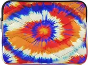 Orange Blue Tie Dye Swirls Computer Case for Laptop, Quilted Computer Sleeve 15.6 Inch Laptop for Women