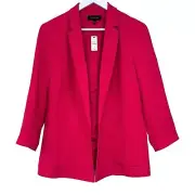 Talbots NWT Watermelon Deep Pink Open Collared Blazer Business Jacket Size 16