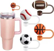 4PCS Video Game Straw Covers Cap for Stanley Cup 40&30 Oz, 10mm Straw Covers for Stanley Tumblers Accessories, Reusable Cap Stopper for Straws Tip Lids (4 Pcs Ball)