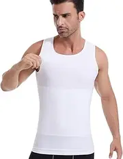 [SHEKINI] Men's Compression Tank Top Vest Slimming Elastic Body Shaper Shapewear Tummy Control Undershirt