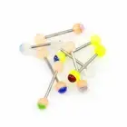 Straight Barbell Pack of 8 with Glow in the Dark Acrylic Ball 14g Surgical Steel