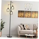 Dimmable Floor Lamp with 3 x 800LM LED Edison Bulbs,Tall Standing Lamp for