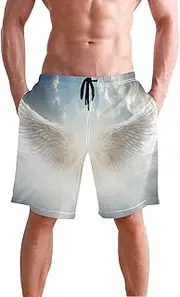 [XYMZR] Men's Swim Trunks Angel Wing Sky Quick-Dry Bathing Suit Swimming Board Shorts S