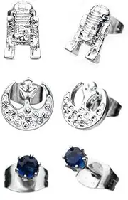 [STAR WARS] R2-D2 Stud Earrings Set, Stainless Steel, No Gemstone
