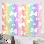 Rainbow Stripes and Butterflies Tapestry