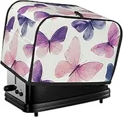 Pink Butterfly Print 2 Slice Toaster Cover Fingerprint Bread Maker Protectors,Kitchen Small Appliance Dust Cover