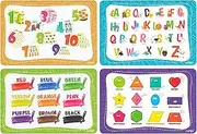 NiBaby Educational Placemats for Kids Reusable Wipeable - Toddler Placemats for Learning Alphabet ABC Color Number Shape - Kids Placemats for Dining Table Kindergarten - Set of 4