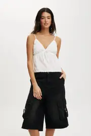 [Cotton On Women] Cotton On Women - 91 Baggy Denim Jort - Cargo y2k washed black 16 CARGO Y2K WASHED BLACK