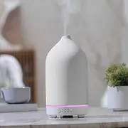 100ML Ceramic Diffuser,Aromatherapy Diffuser,Essential Oil Diffuser with 7 Color Lights Auto Shut Off for Home Office Room, White Base (0.5/1/2/ON hrs Working time)
