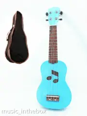 WOODNOTE / Beautiful 21" Blue with Musical Hole Wooden Soprano Ukulele & Bag