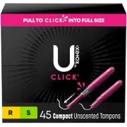U by Kotex Click Compact Tampons Regular Super Absorbency Unscented 45ct