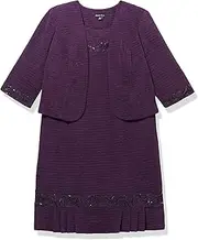 [Brianna Milay] Women's Elegant Textured Sheath Dress with Coordinated Jacket