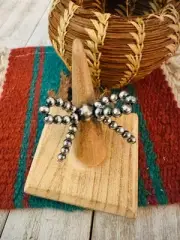 Navajo Sterling Silver Pearl Beaded Bow Adjustable Ring