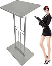 Lectern, Church Pulpit, Church Pulpit Podium, Clear Podium Stand, Portable Podium for Floor, School Lectern Steel & MDF Table Top Podium Classroom Presentation Stand for Office and Classroo