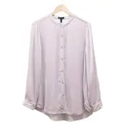 Eileen Fisher Silk Velvet Lavender Mandarin Collar Button Shirt Size Medium NWT