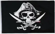AIMALL 3x5ft Jolly Roger Pirate Flag, Skull and Crossbones with Sabres Design, Durable Polyester Banner with Brass Grommets, Perfect for Parties, Home, and Event Decoration - 90x150cm