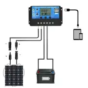 Car 12V 24V Solar Charge Discharge Controller PWM LCD Display Dual USB Output