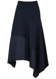 High Transient Panelled Asymmetric Midi Skirt - Navy - 14 14