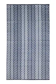 Navy Chevron Fresno Recycled Plastic Outdoor Rug Patio Rug Reversible Rug