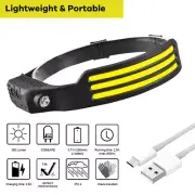 COB Headlamp Night Buddy LED Motion Sensor Head Torch Work Light Bar Head Band