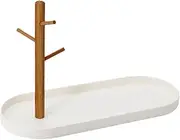 [Generic] Bracelet Holder, Tabletop Key Display Tray, Jewelry Tree Stand with Wooden Branch Rack, Vanity Organizer Jewelry Dish for Bracelet, Ring, Earrings, Key, v12.0x30.0x18.5cm/4.72x11.81x7.28 inches