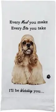 E&S Pets 711-78 Cocker Spaniel, Buff Dog Kitchen Towel, Off-white