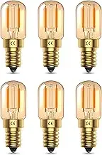 Bonlux 6pcs E14 Filament Candelabra Bulbs 1W T22 Amber Glass Tubular Bulb Soft Light Eye Protection Lamp SES Base Vintage Night Light Bulb Warm White 2200k Super Warm Light 10 Watt Equivalent, 95lm