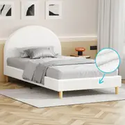 ALFORDSON Bed Frame King Single Mattress Base Platform White Boucle CALLA