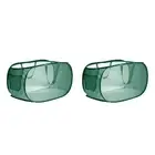 2pcs Collapsible Laundry Baskets, Mesh Laundry Hamper with Side Pocket Green