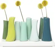 Chive - Pooley 2 Unique Ceramic Flower Vase Low Rectangular Modern Decorative Vase for Home Decor Living Room Office and centerpieces Chartreuse Green