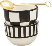 Mud Pie 2" x 3" dia | spoon 5" Tidbit Set, Striped