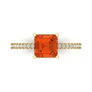 2.7Ct Asscher Cut Red Gemstone Solid Gold Engagement Promise Statement Ring