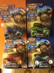 Spin Master 2025 Monster Jam MUD Blasters Series 1 Set of 4 1/64 Color Changers