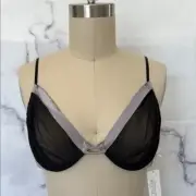 VICTORA’S SECRET Black and Gray Sheer Supermodel Obsessions Bra 36C