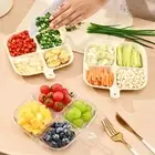 Food-safe Dinner Plate Food Storage Tray 4-compartment Dried Fruit Snack