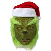 Anxihu 7pcs The Grinch Costume Christmas Cosplay Adult Santa Costume Outfits Set + Mask A Only Mask